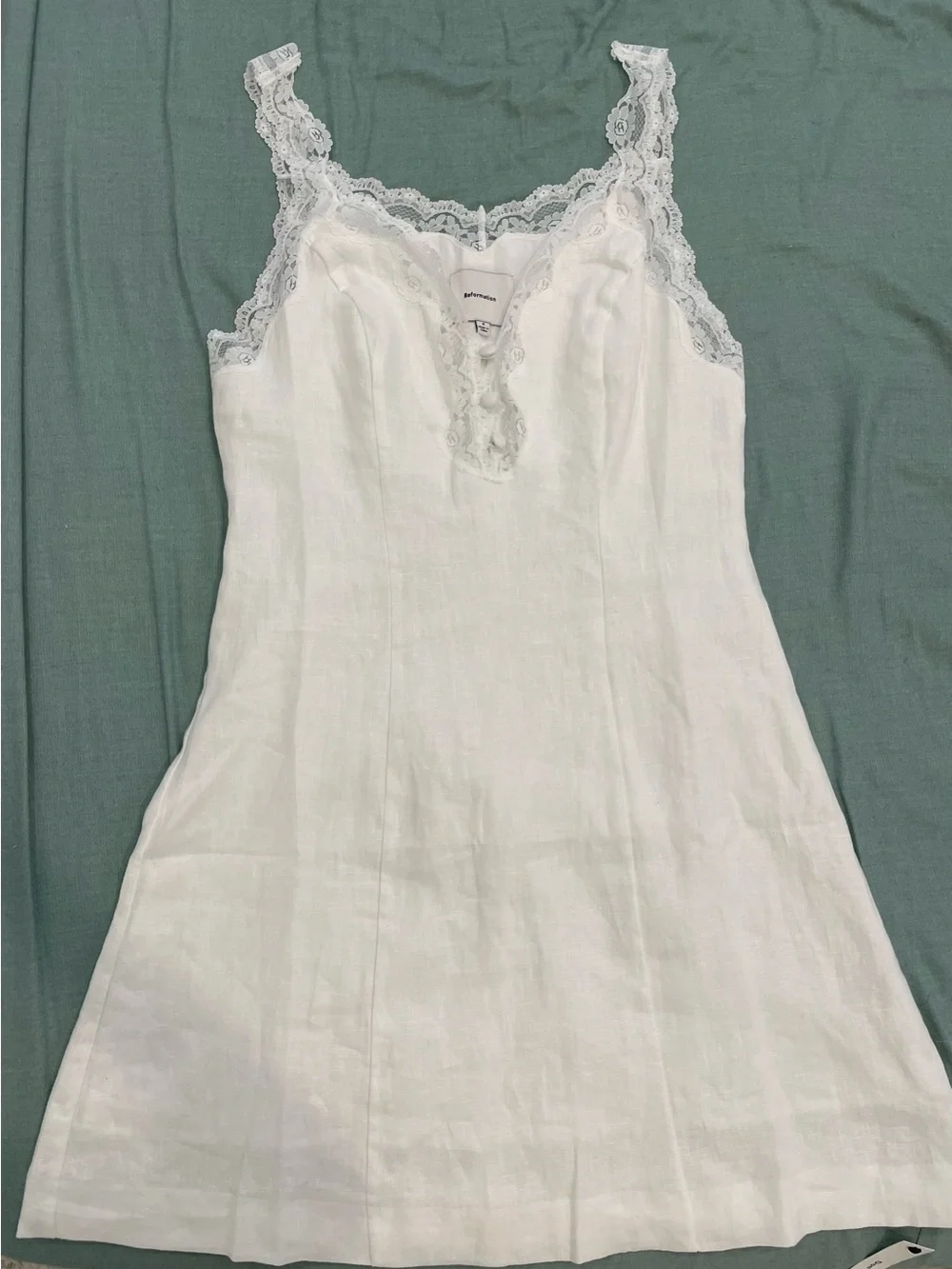 Reformation White Lace-Trim Slip Chemise - Picture 4 of 6